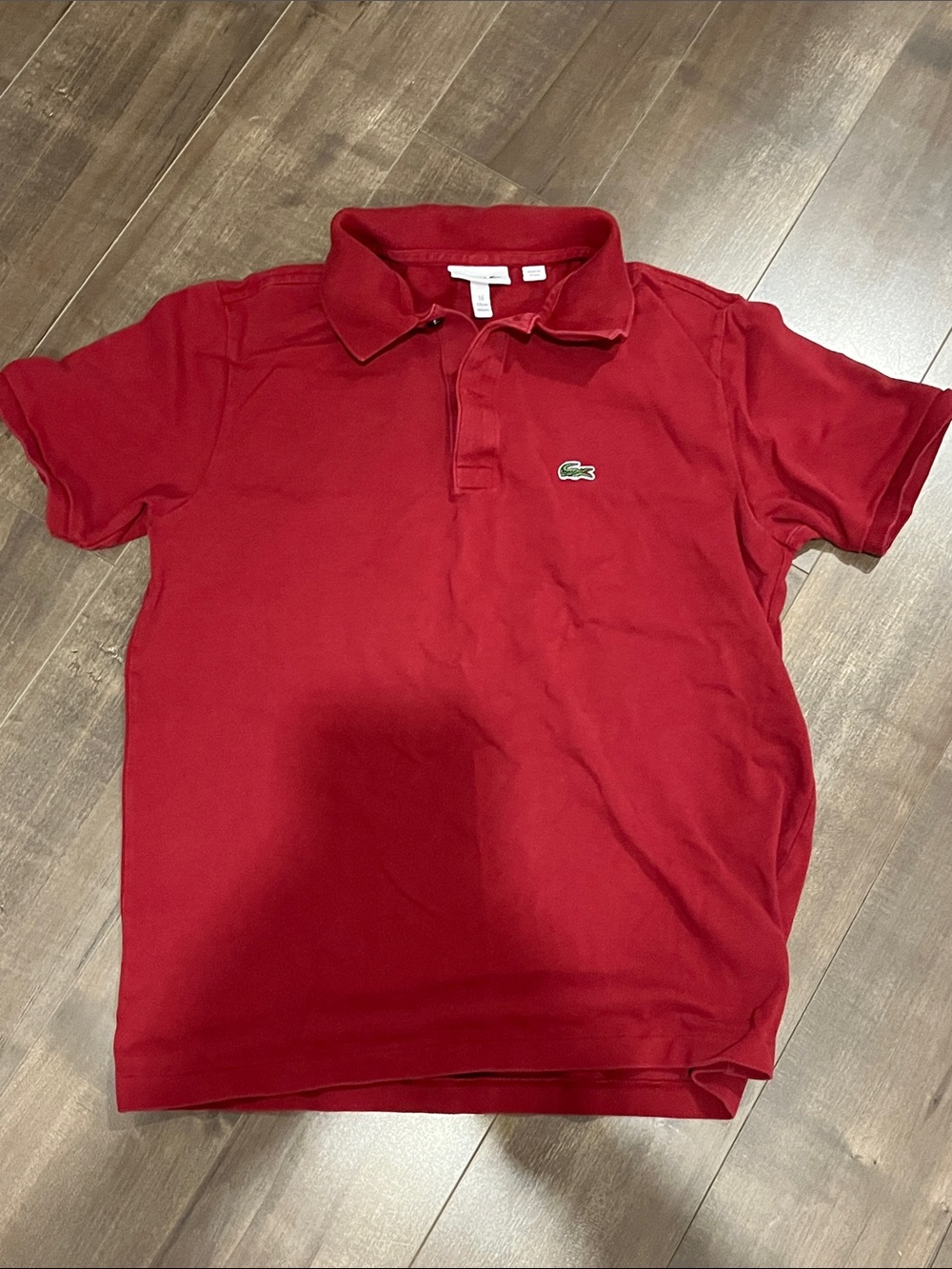 Lacoste Red Short-Sleeve Polo with Crocodile Logo